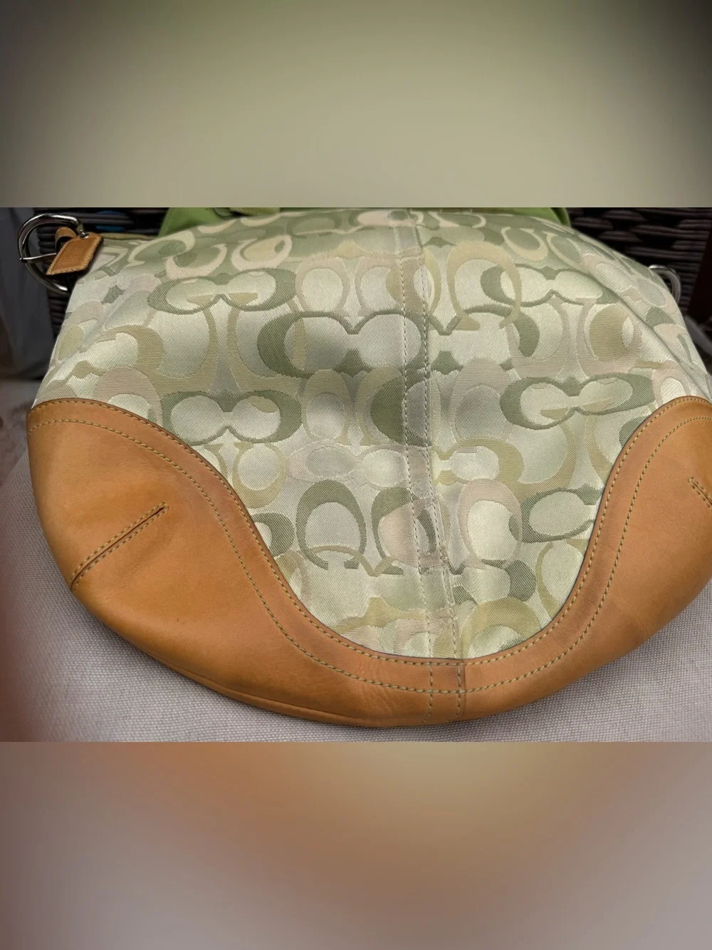 Coach Signature Green Optic Hobo Vintage #1851
